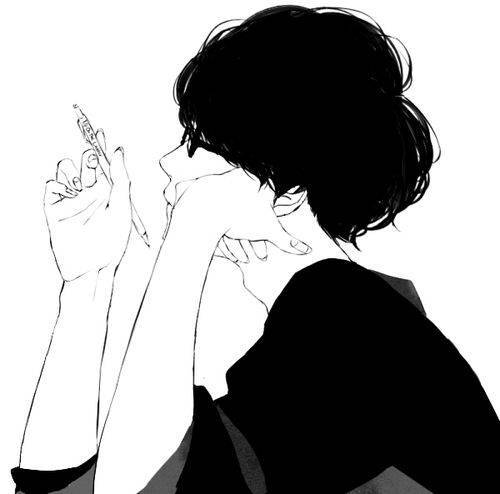 男生头像冷酷帅气侧脸图片精选-抽烟_7