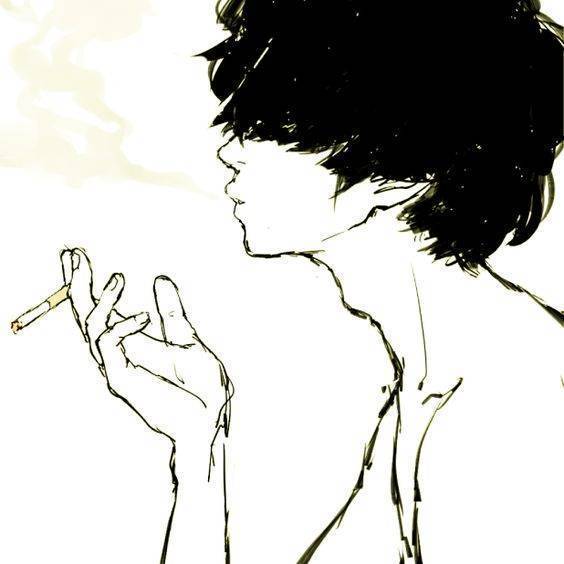 男生头像冷酷帅气侧脸图片精选-抽烟_3