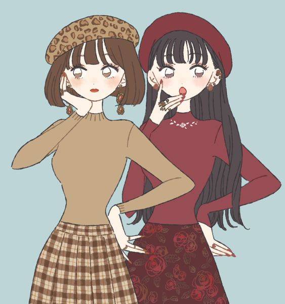 闺蜜淑女气质头像动漫图片精选-两人_4