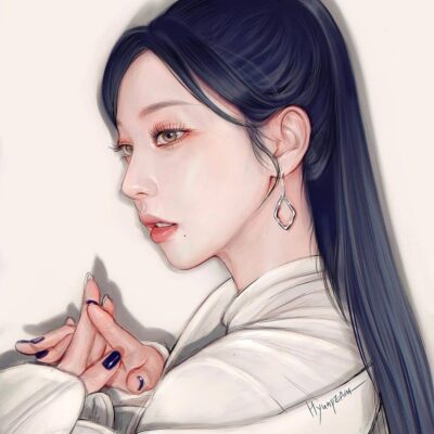 插画师hyunpeach无水印少女插画头像图片精选-长发_12