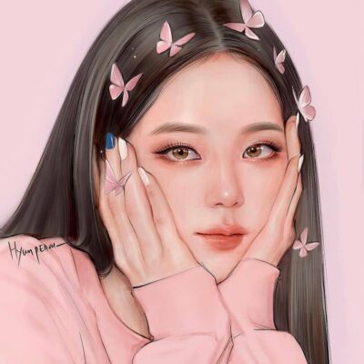 插画师hyunpeach无水印少女插画头像图片精选-长发_9