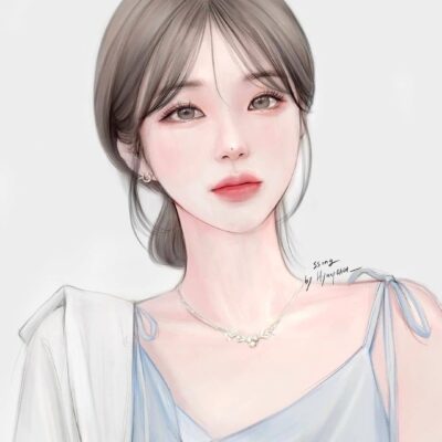 插画师hyunpeach无水印少女插画头像图片精选-束发_5