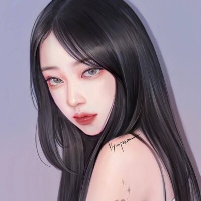 插画师hyunpeach无水印少女插画头像图片精选-长发_8