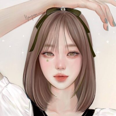 插画师hyunpeach无水印少女插画头像图片精选-短发_7