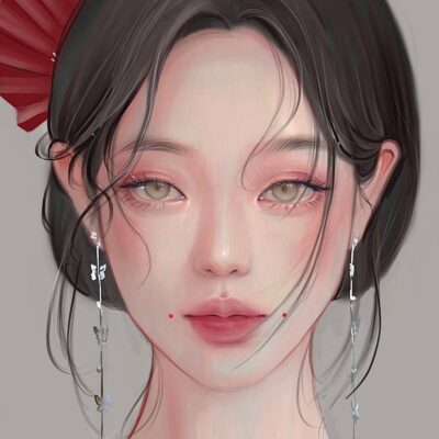 插画师hyunpeach无水印少女插画头像图片精选-束发_2