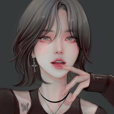 插画师hyunpeach无水印少女插画头像图片精选-长发_7