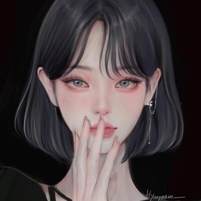 插画师hyunpeach无水印少女插画头像图片精选-束发_1