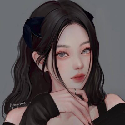 插画师hyunpeach无水印少女插画头像图片精选-长发_4