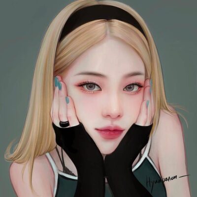 插画师hyunpeach无水印少女插画头像图片精选-长发_1