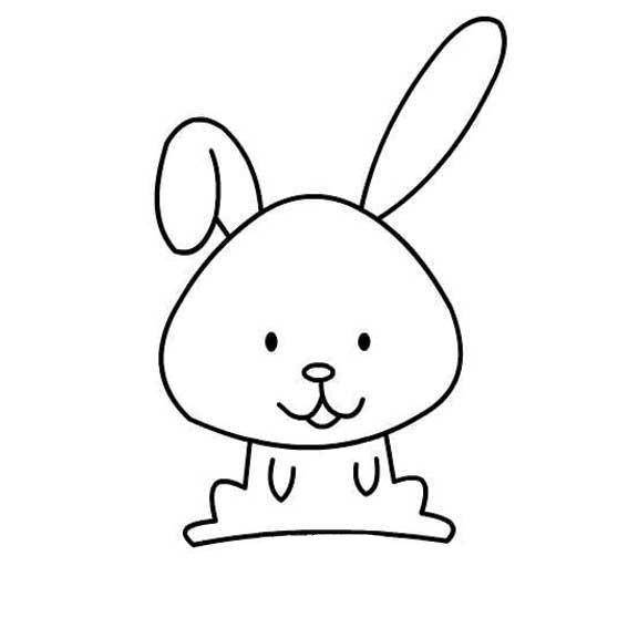 可爱小兔子黑白色简笔画图片大全_10