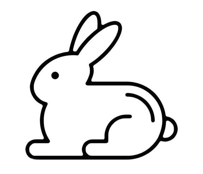 可爱小兔子黑白色简笔画图片大全_3