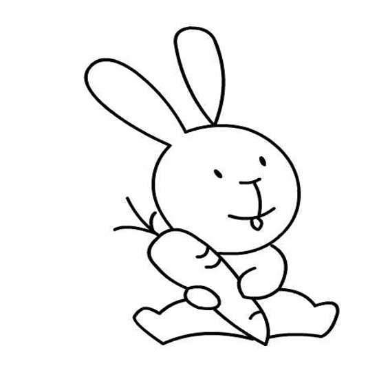 可爱小兔子黑白色简笔画图片大全_2