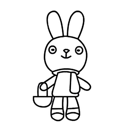 可爱小兔子黑白色简笔画图片大全_1