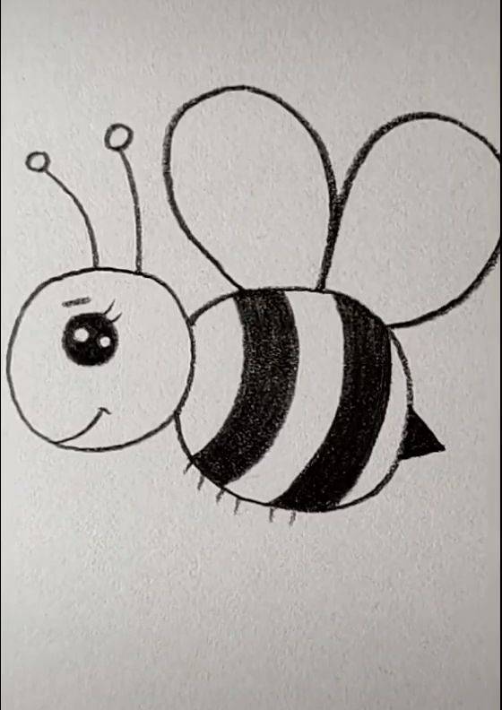 黑白色蜜蜂简笔画图片大全_2