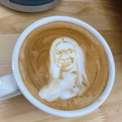 咖啡拉花蒙娜丽莎的奸笑图片