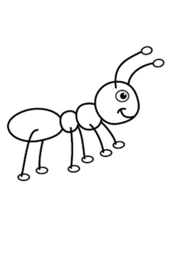 简单可爱的蚂蚁黑白简笔画图片大全_1