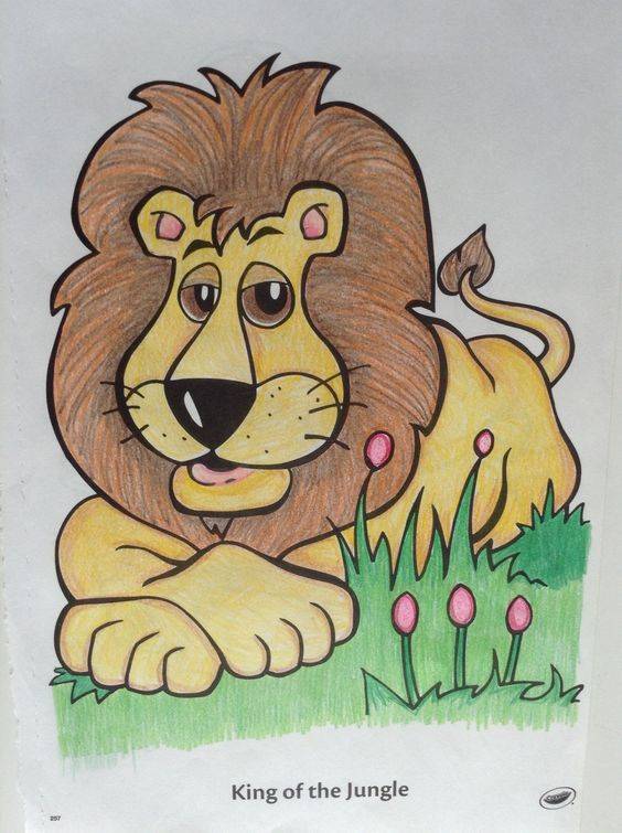母狮子简笔画 彩色图片