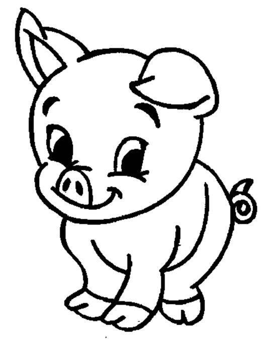 小猪简笔画黑白图片