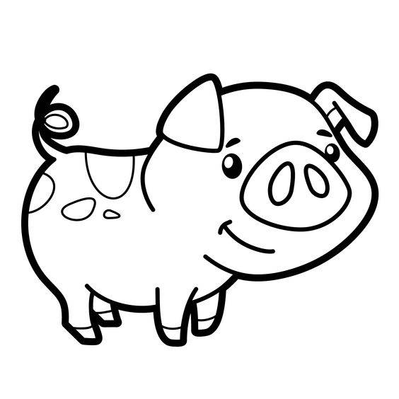 小猪简笔画黑白图片
