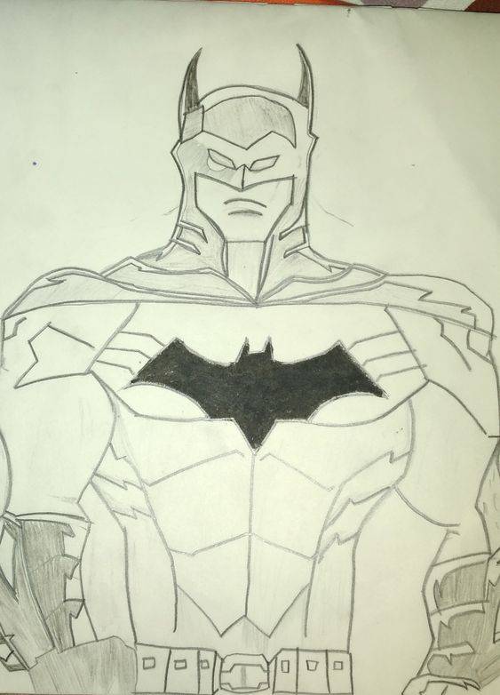 超级英雄蝙蝠侠黑白铅笔简笔画图片大全_8