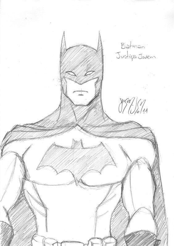 超级英雄蝙蝠侠黑白铅笔简笔画图片大全_7