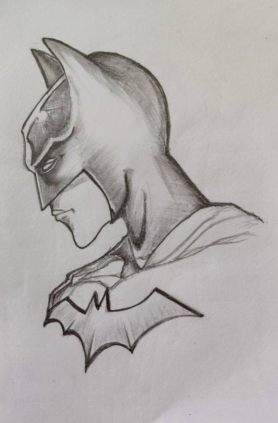超级英雄蝙蝠侠黑白铅笔简笔画图片大全_4