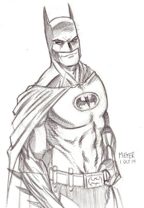 超级英雄蝙蝠侠黑白铅笔简笔画图片大全_3