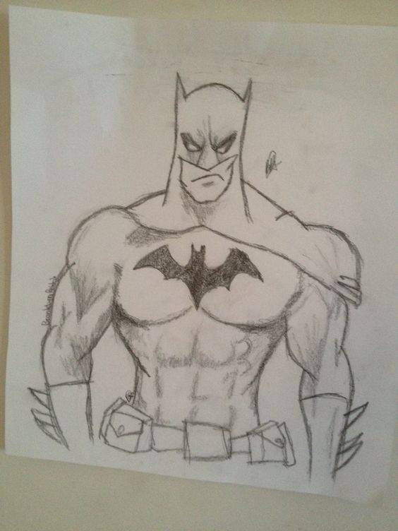 超级英雄蝙蝠侠黑白铅笔简笔画图片大全_1
