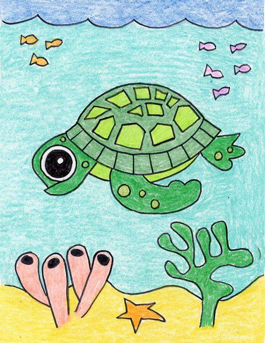 幼儿园彩色海龟简笔画图片大全_3