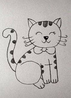 可爱的卡通小猫黑白铅笔简笔画图片大全