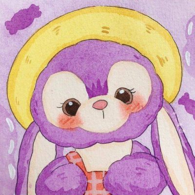 紫色兔子星黛露彩色手绘版简笔画图片