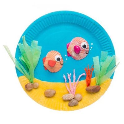 幼儿园纸盘画小鱼海底世界作品图片精选