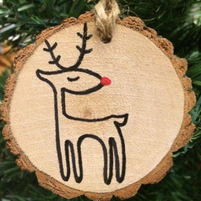 圣诞节卡通麋鹿木片画作品图片精选