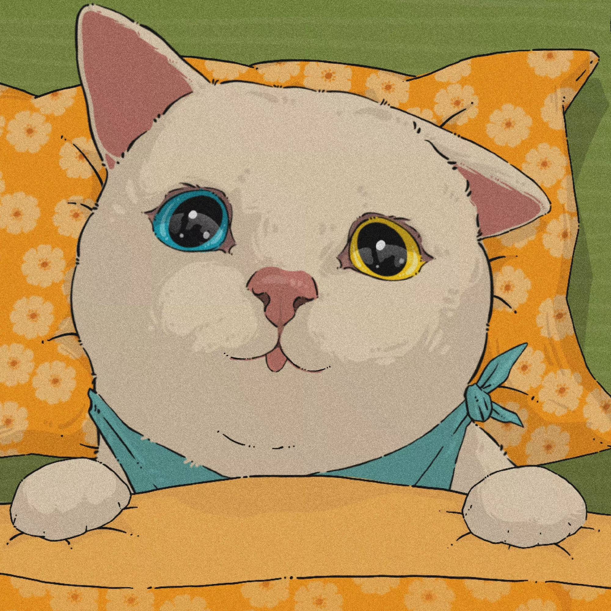 日系卡通黑白猫情侣头像 一人一张图_2