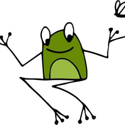 搞怪青蛙追蝴蝶绿色青蛙简笔画图片大全