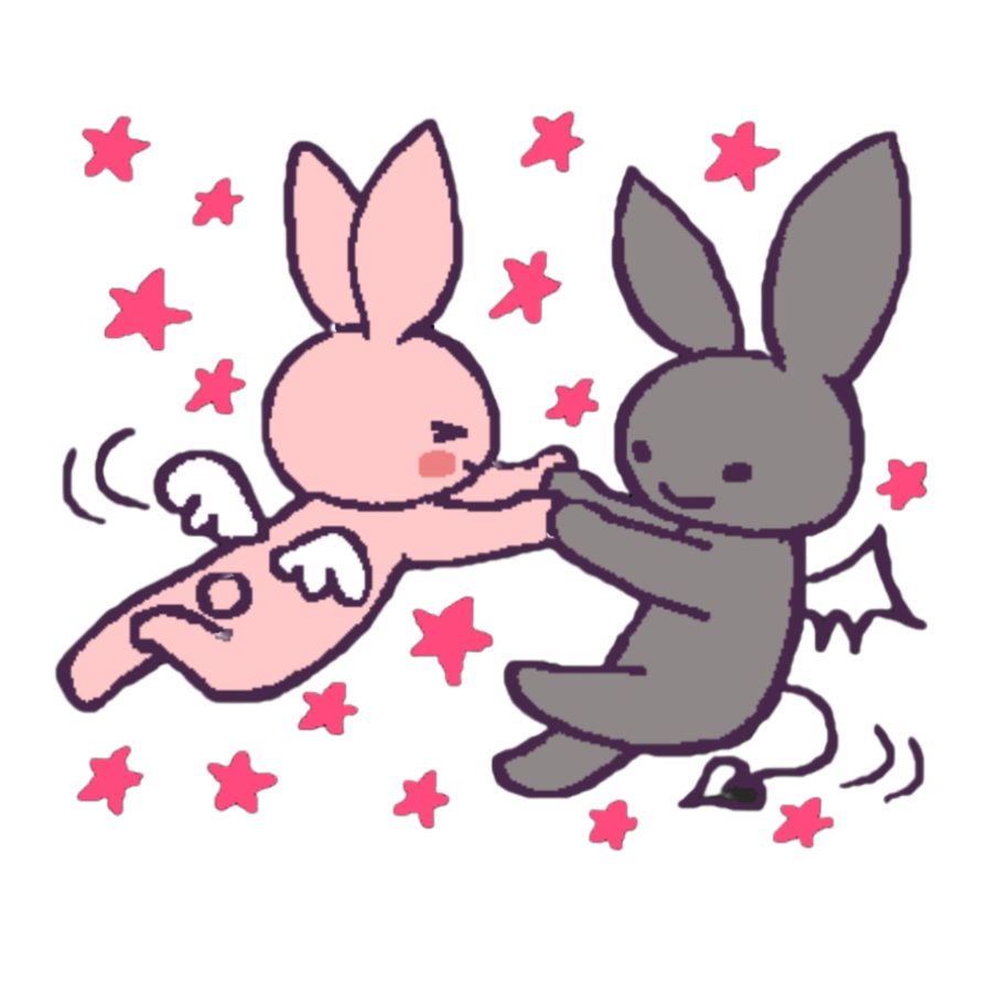 卡通情侣兔兔秀恩爱头像  #兔子情头#_12