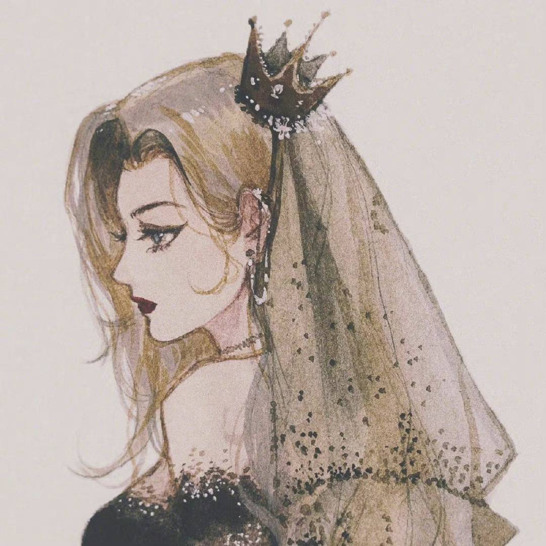 手绘版戴头纱的迪士尼公主女生闺蜜头像大全_8