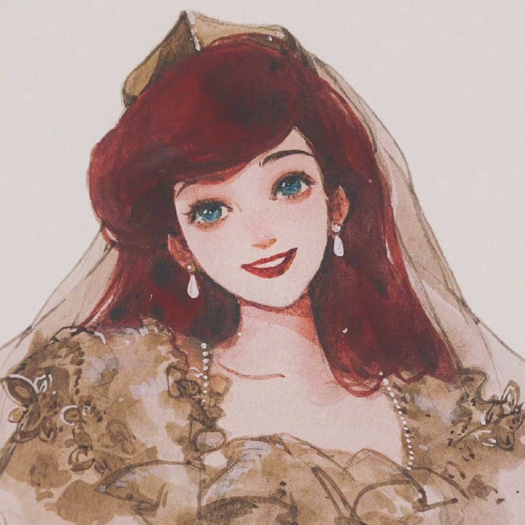 手绘版戴头纱的迪士尼公主女生闺蜜头像大全_1