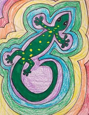 绿色蜥蜴简笔画图片精选 可爱小蜥蜴这样画！_3