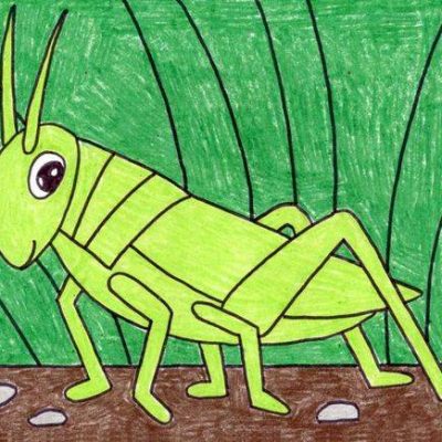 绿色蚂蚱简笔画图片 草丛里的昆虫蚱蜢简笔画精选