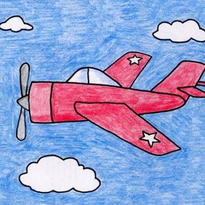 帅气的轰炸战斗机彩色简笔画作品图