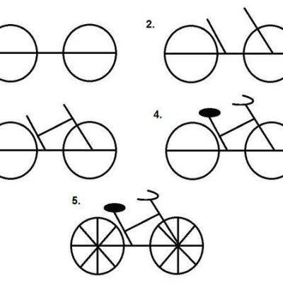 简单的两轮自行车黑白简笔画画法步骤图片