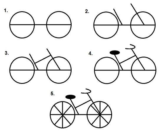 简单的两轮自行车黑白简笔画画法步骤图片_1