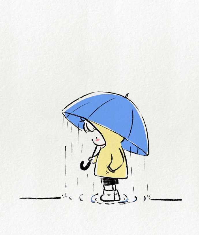 治愈系漫画风小男孩雨天穿雨衣打雨伞卡通头像_4