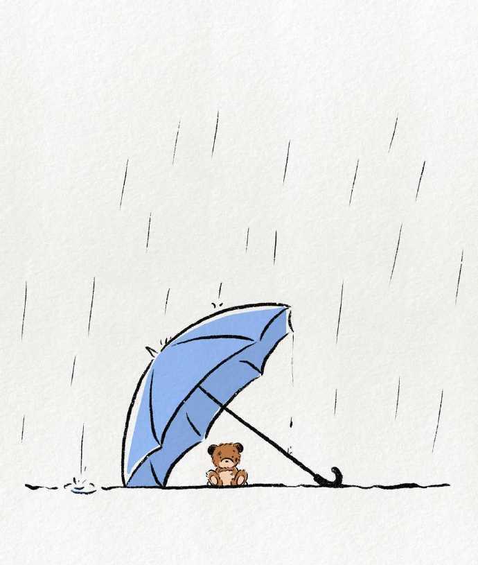 治愈系漫画风小男孩雨天穿雨衣打雨伞卡通头像_5