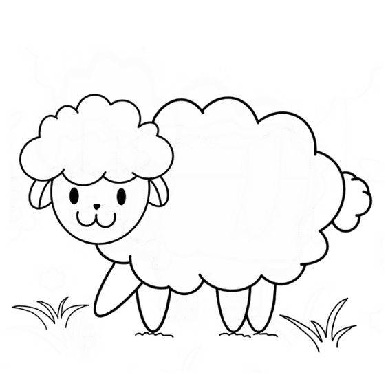 卡通小绵羊黑白简笔画图片大全 简单动物简笔画_7
