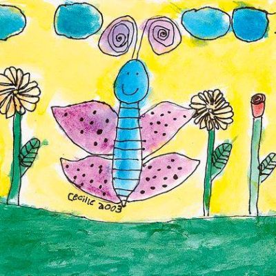 卡通彩色蝴蝶简笔画 生动漂亮的蝴蝶绘画作品图