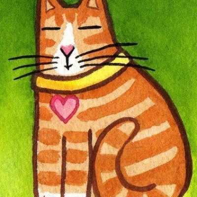 卡通眯眼彩色小猫简笔画图片精选
