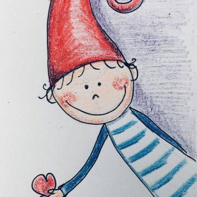卡通圣诞红色尖帽子小人简笔画图片大全