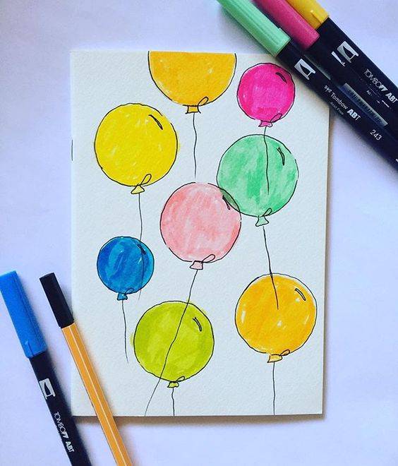 简单的彩色气球简笔画大全 幼儿园简笔画_7